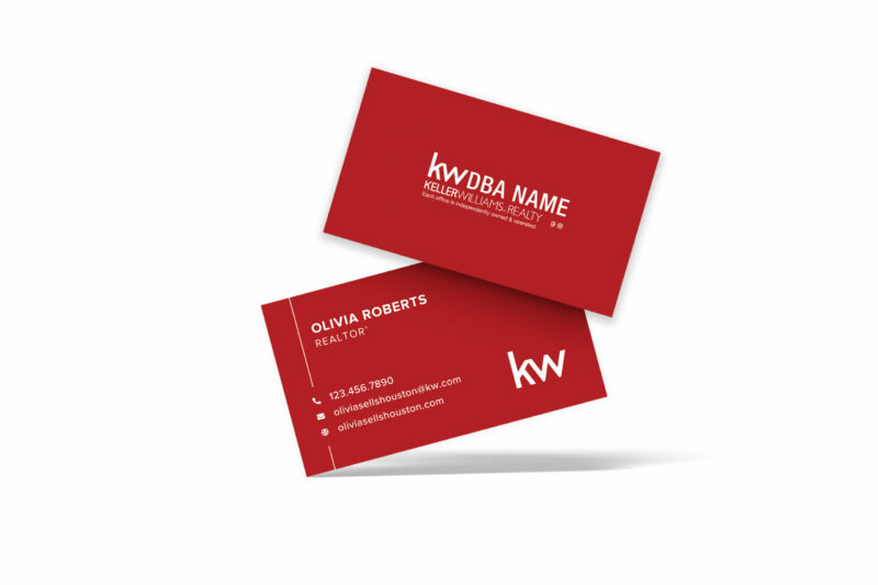 Horizontal Red w/ Line KW Business Card